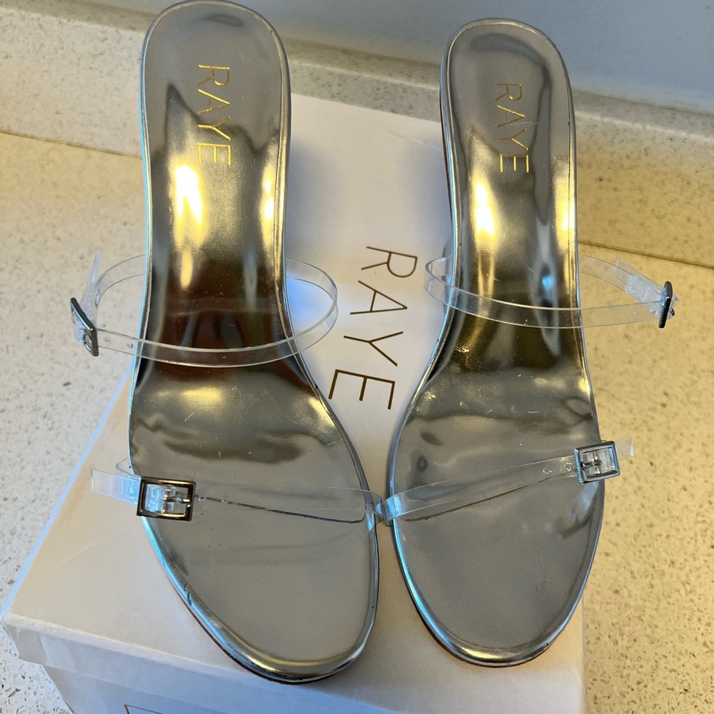 RAYE CLEAR AND SILVER SANDALS